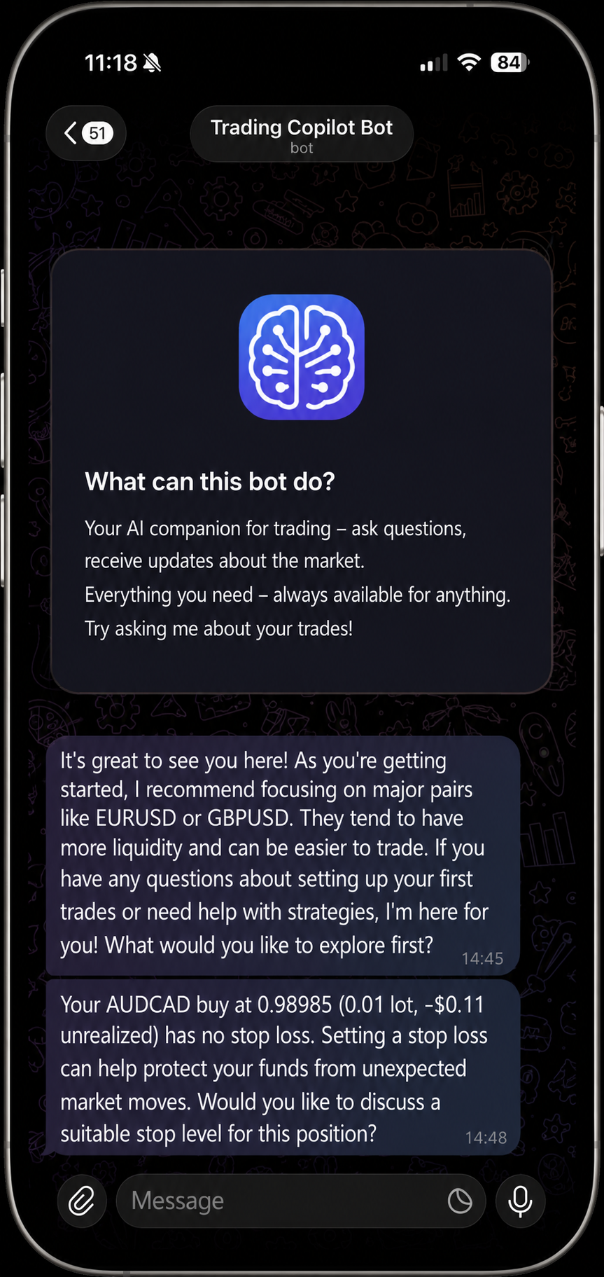 PortfolioIQ Trading Copilot bot — Telegram delivery
